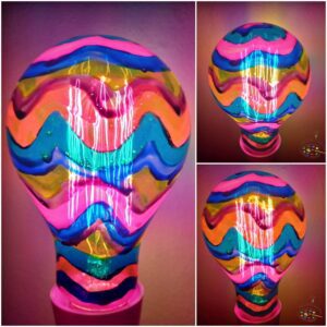 OOAK Wavy Rainbow Large Vintage GLS Light Bulb
