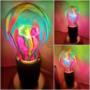 OOAK - Multicoloured Abstract Colour Splash GLS Bulb Screw Cap