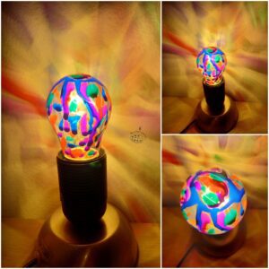 OOAK - Multicoloured Abstract Colour Drizzle GLS Bulb Screw Cap