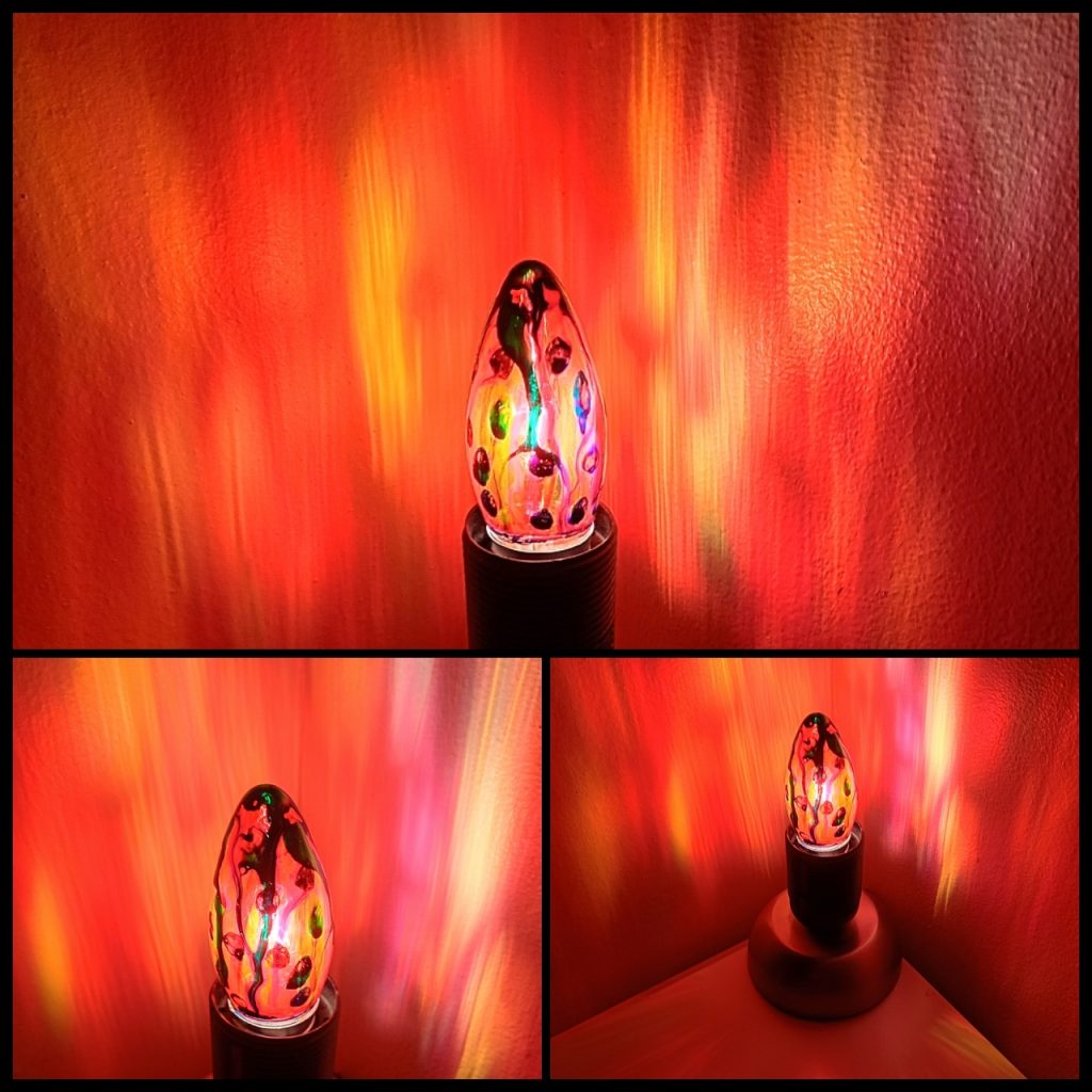 Eris – Abstract Drip Stained Glass Candle Light Bulb Product Photo